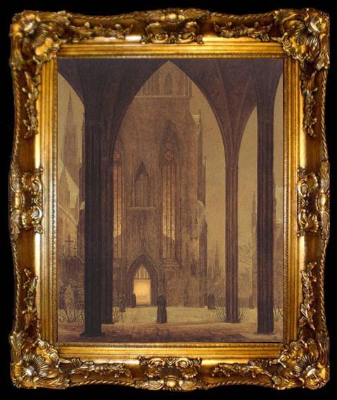 framed  Oehme, Ernst Ferdinand Cathedral in Wintertime (mk22), ta009-2
